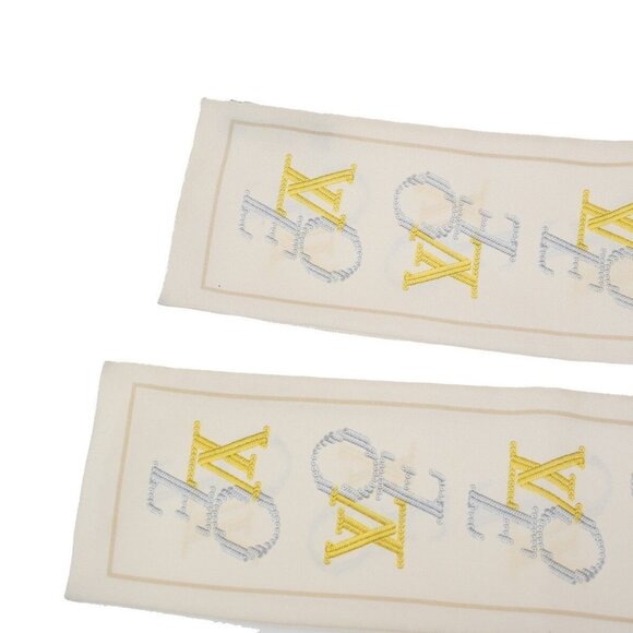 LOUIS VUITTON Logo Long Scarf Ribbon 100% Silk Beige Italy Accessory - Picture 5 of 13